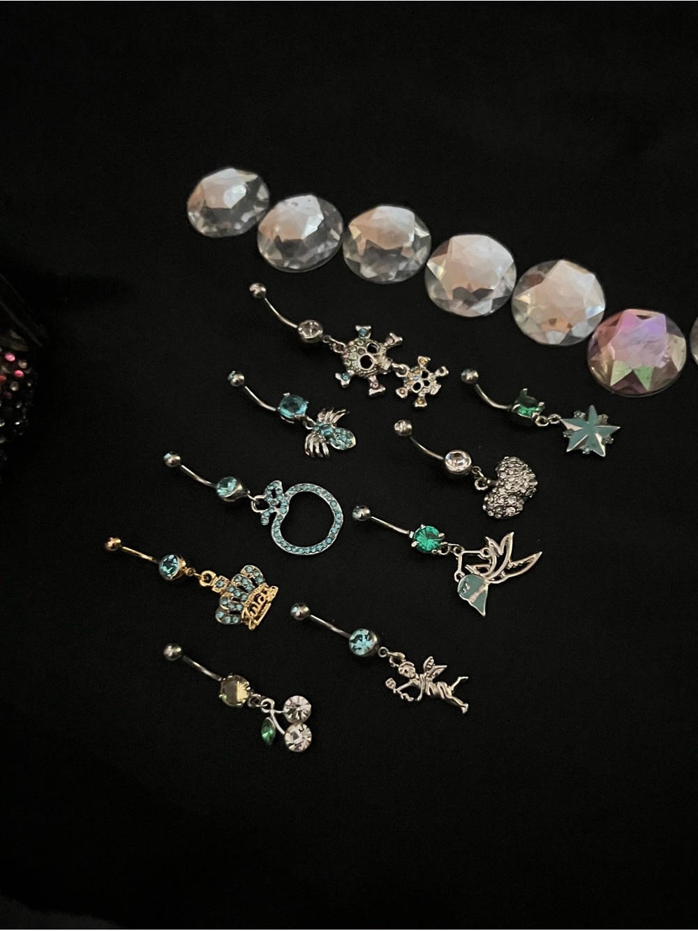 9 Piece Blue Charm Belly Button Ring Set - Women Jewelry